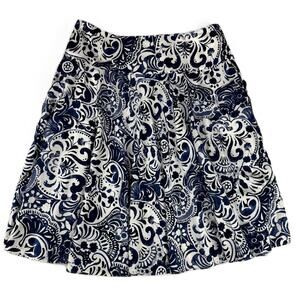 Lauren Ralph Lauren Batik Paisley Blue White Skirt Size 8